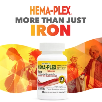 Ferro Hema-Plex Iron, 60 Cápsulas - Natures Plus