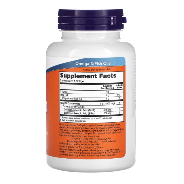 DHA, 500mg, Óleo de Peixe, 90 Cápsulas, Now
