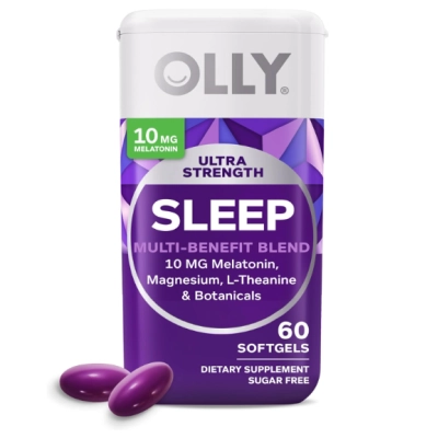 Sleep Blend, Melatonina 10mg, L-teanina, Camomila, Magnésio, Erva-cidreira,  60 cápsulas, OLLY