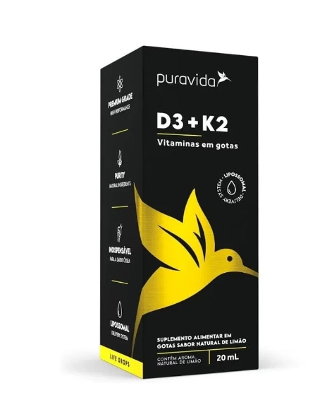 Vitamina D3 + Vitamina K2, 20ml, PuraVida