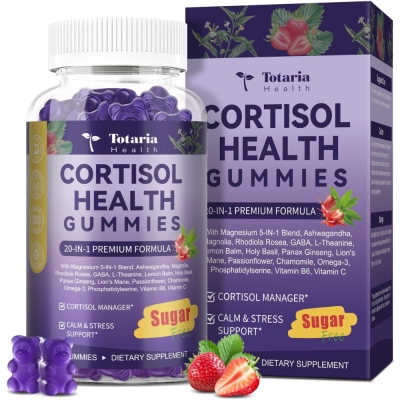 Cortisol Health, 20 em 1, Sabor Morango, 60 Gomas, Totaria Health