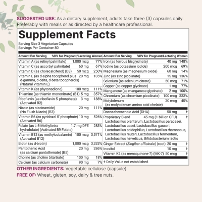 Multivitamínico Pré-Natal Puro, 38 Nutrientes, 240 Cápsulas, Micro Ingredients