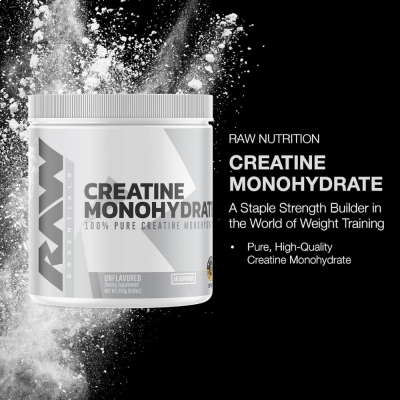 Creatina Monohidratada 100% Pura, Sem Sabor, 250g, Raw Essentials