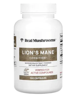 Lions's Mane , Juba de Leão, Extrato de Cogumelo em Pó, 120 Cápsulas, Real Mushrooms