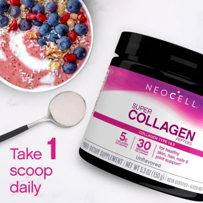 Super Collagen Peptides, Pele Cabelo e Unhas Saudáveis 150g - Neocell 