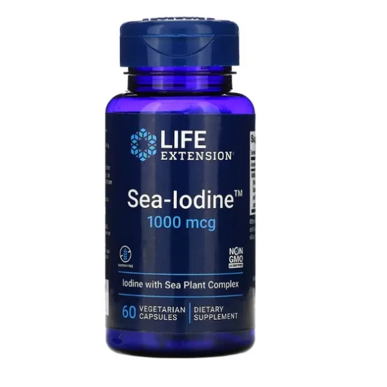 Iodo Marinho 1.000mcg, 60 Cápsulas, Life Extension