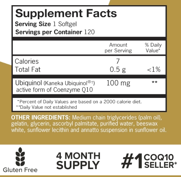 Ubiquinol CoQ10 100mg, 120 cápsulas, Qunol