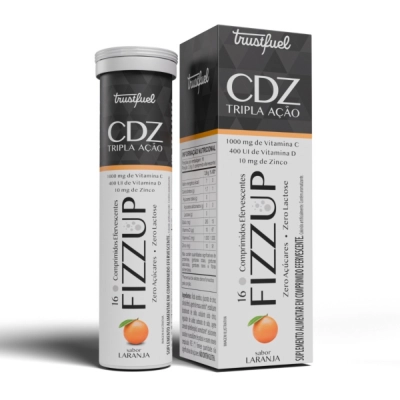 Fizz Up Cdz - Vitaminas C, D E Zinco, Sabor Laranja, 16 Comprimidos - Trustfuel