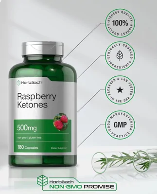 Framboesa Cetonas, Raspberry ketones 500mg, 180 Capsulas, Horbaach