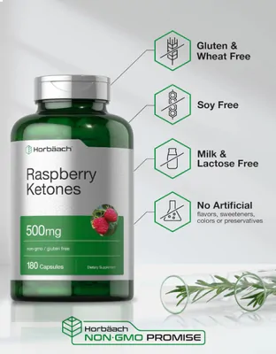 Framboesa Cetonas, Raspberry ketones 500mg, 180 Capsulas, Horbaach