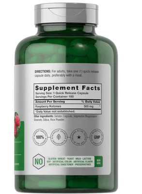 Framboesa Cetonas, Raspberry ketones 500mg, 180 Capsulas, Horbaach