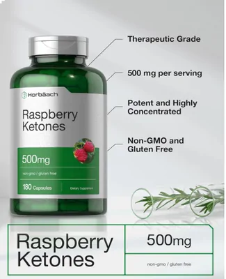 Framboesa Cetonas, Raspberry ketones 500mg, 180 Capsulas, Horbaach