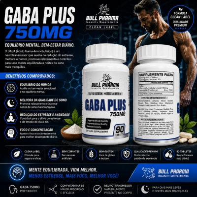 Gaba Plus 750mg, 90 Comprimidos, Bull Pharma