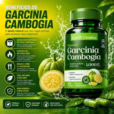 Garcínia Cambogia, 1000mg, 60 Cápsulas, Earths Creation