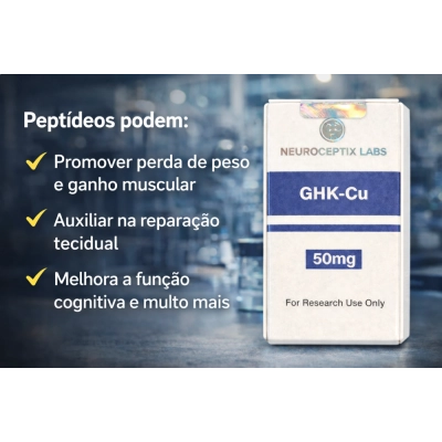 GHK-CU 50mg, Peptídeo Nootrópico em Pó, para Foco Mental, Equilíbrio e Qualidade do Sono, Neuroceptix