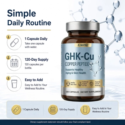 GHK-CU, Peptídeo de Cobre, 120mcg, 120 Cápsulas, EAONE