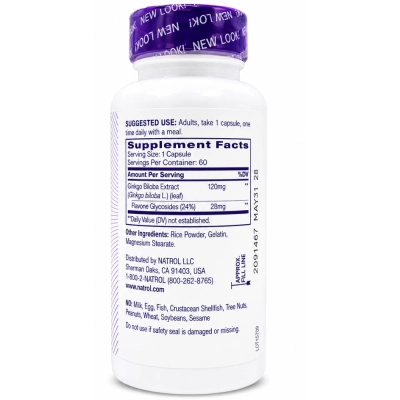 Ginkgo Biloba, 120mg, 60 Cápsulas, Natrol