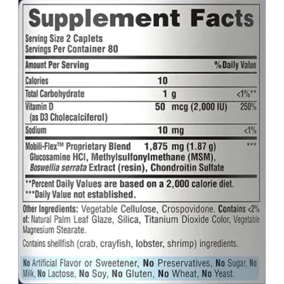 Glucosamina Condroitina com Vitamina D3, 160 Comprimidos, Puritan's Pride