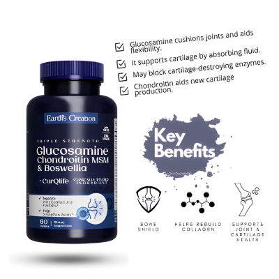  Glucosamina e MSM, 60 Comprimidos, Earth's Creation
