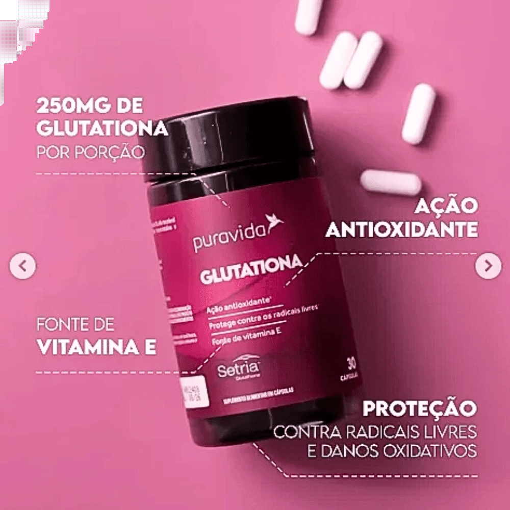 Glutationa Com Selo Setria 250mg + Vitamina E - 30 Cápsulas - Puravida