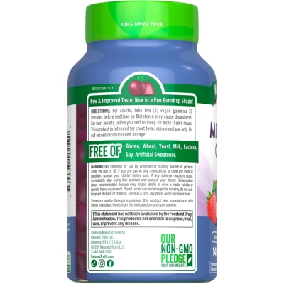 Melatonina 10mg, 140 Gomas Sabor Berry, Nature's Truth