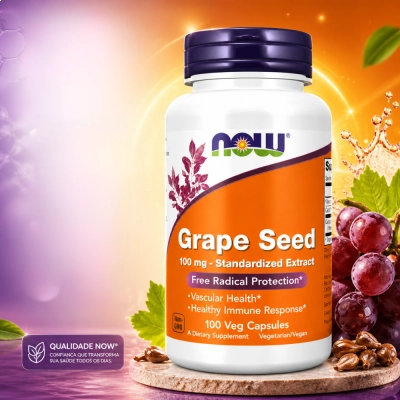 Grape Seed, Semente de Uva, Extrato Padronizado, 100mg, 100 Cápsulas, Now
