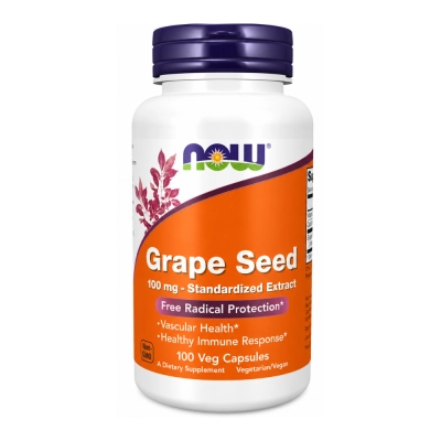 Grape Seed, Semente de Uva, Extrato Padronizado, 100mg, 100 Cápsulas, Now