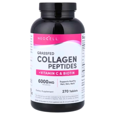 Grass-Fed Collagen Peptides, com Vitamina C e Biotina, 6000mg, Comprimidos, Neocell