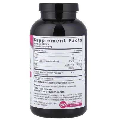 Grass-Fed Collagen Peptides, com Vitamina C e Biotina, 6000mg, Comprimidos, Neocell