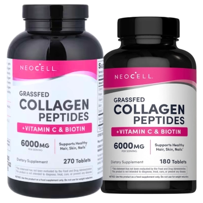 Grass-Fed Collagen Peptides, com Vitamina C e Biotina, 6000mg, Comprimidos, Neocell