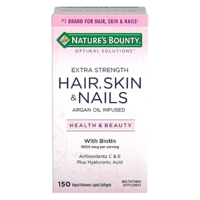 Hair Skin Nail, Cabelo, Pele e Unha, 5000mcg, 150 Capsulas, Natures Bounty