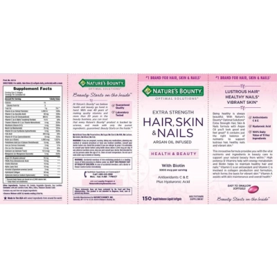 Hair Skin Nail, Cabelo, Pele e Unha, 5000mcg, 150 Capsulas, Natures Bounty