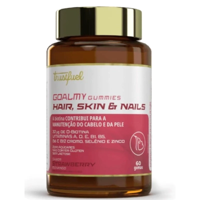 Hair Skin Nails, Cabelos, Pele e Unhas Com Biotina, 60 Gomas Sabor Strawberry, Trustfuel