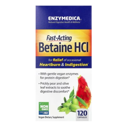 HCl de Betaína, 120 Cápsulas, Enzymedica