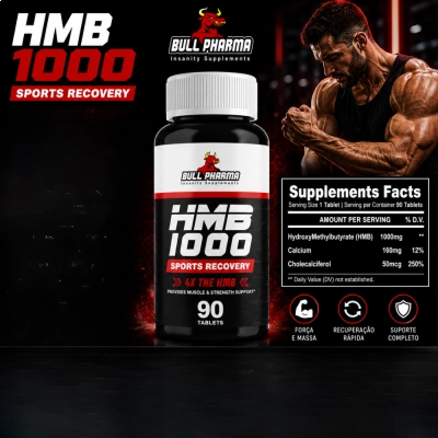 HMB 1000mg, 90 Cápsulas, Bull Pharma