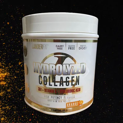 Hydrolyzed Collagen 3&1 Vitamina C Acido Hialuronico - Sabor Naranja Frasco de 405 g - Landerfit  (Pequena Avaria)