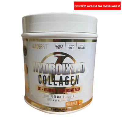 Hydrolyzed Collagen 3&1 Vitamina C Acido Hialuronico - Sabor Naranja Frasco de 405 g - Landerfit  (Pequena Avaria)