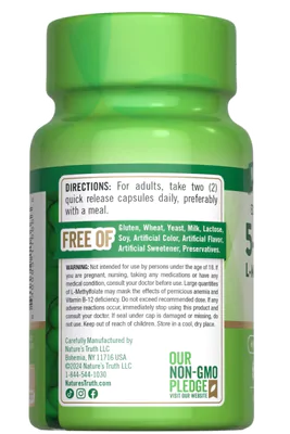L-Methyl Folate 15mg, 60 Cápsulas, Nature's Truth