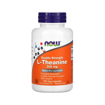 L-Theanine 200mg Dosagem Dupla, Relaxamento, Foco e Redução da Ansiedade, Cápsulas, Now