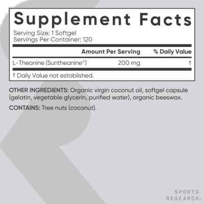 L-Theanine Dupla Potência, 200mg, Opções, Sports Research