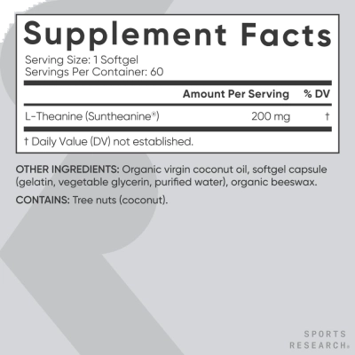 L-Theanine Dupla Potência, 200mg, Opções, Sports Research