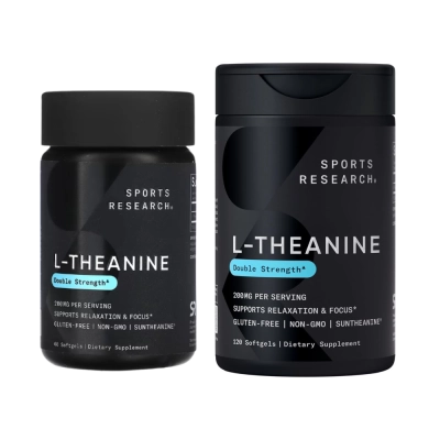L-Theanine Dupla Potência, 200mg, Opções, Sports Research