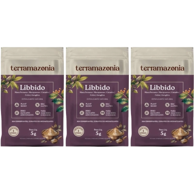 Libbido em Pó, 3 Unidades, Sachê 5g Cada, Terramazonia