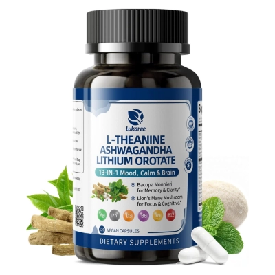 Lithium Orotate (Orotato de Lítio) 5/10mg, Suporte no Humor e Foco, 120 Cápsulas, Lukaree