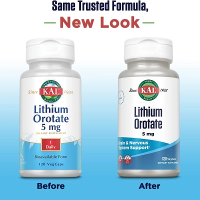 Lithium Orotate (Orotato de Lítio), 5mg, 60 Cápsulas, Kal