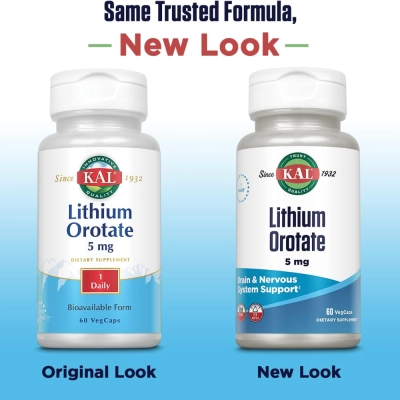 Lithium Orotate (Orotato de Lítio), 5mg, 60 Cápsulas, Kal