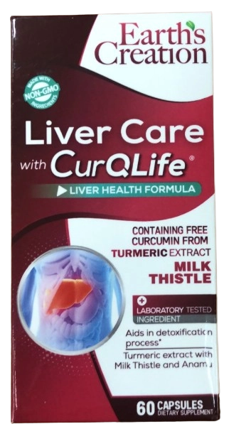 Liver Care with CurQLife, Cuidados com o Fígado, 60 Cápsulas, Earth's Creation