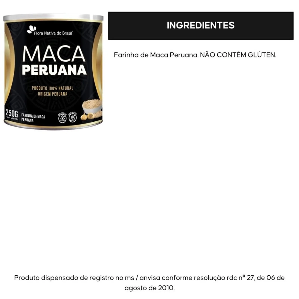 Maca Peruana Pura em Pó 250g - Flora Nativa do Brasil
