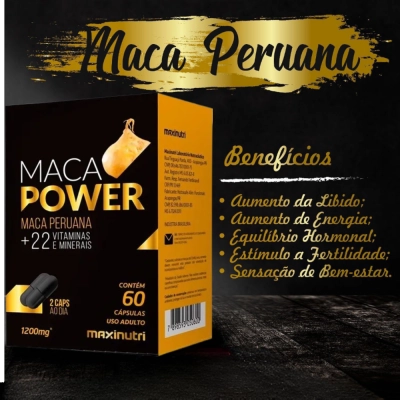 Maca Power, 1200mg, 60 Cápsulas, Maxinutri 