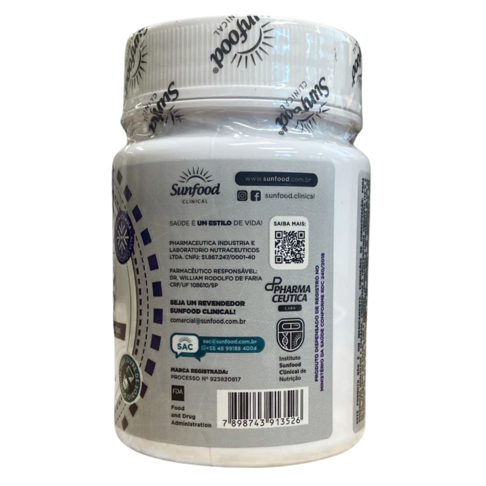 Magnésio Dimalato, Alta Concentração, 800mg, 60 Cápsulas, Sunfood